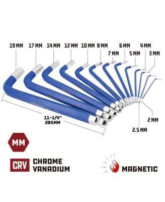 13 Piece Metric Long Arm Magnetic Hex Key Wrench Set Blue