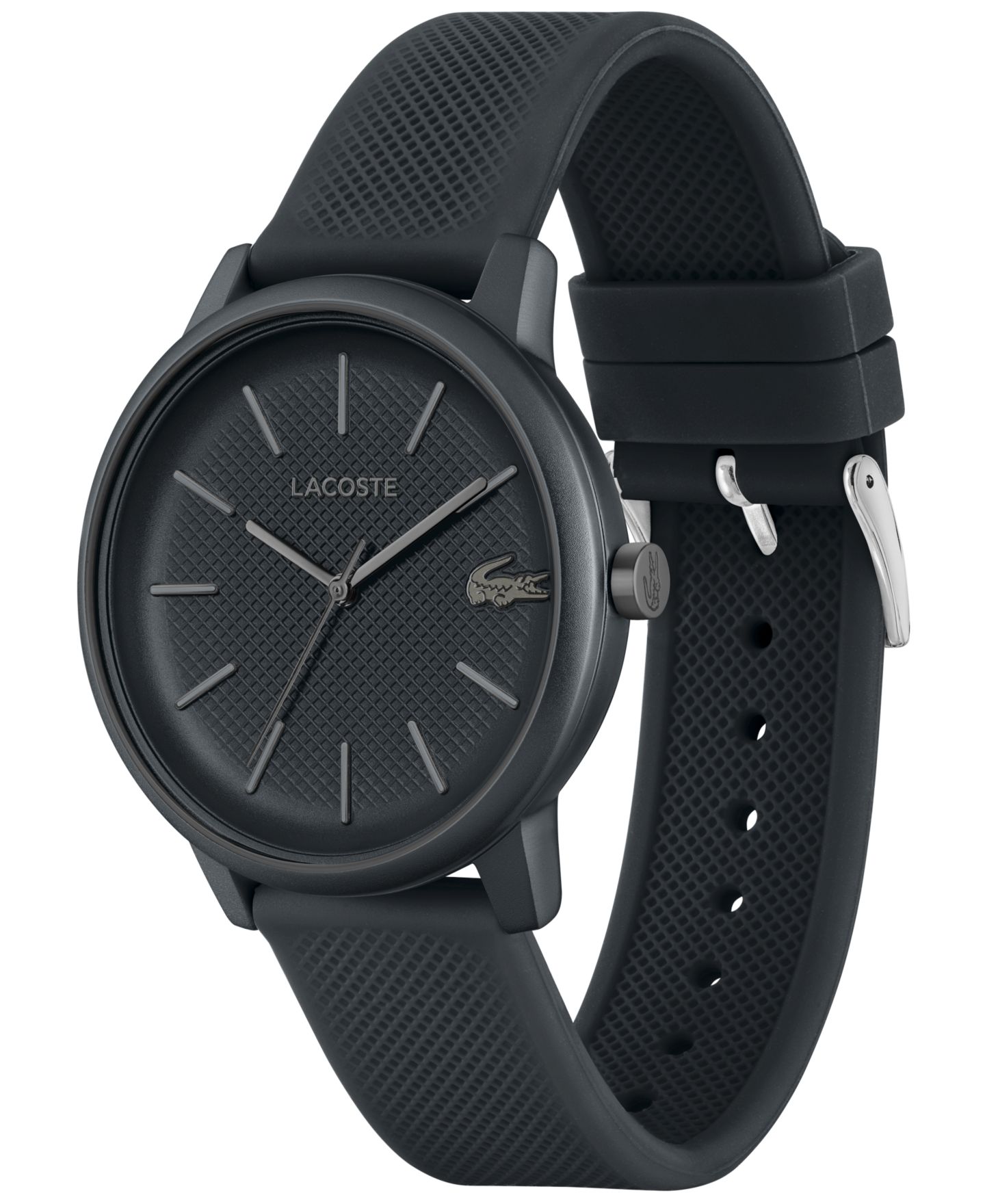 Мужские наручные часы Lacoste L 12.12 Move с тёмно-серым силиконовым ремешком, 42 мм — фото 3
