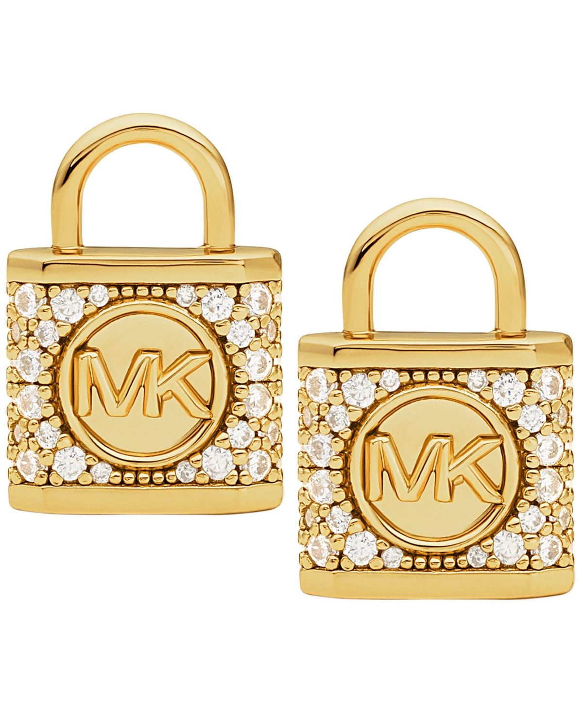 Michael Kors Women's 14k Gold-plated Sterling Silver Pavé Lock Stud Earrings