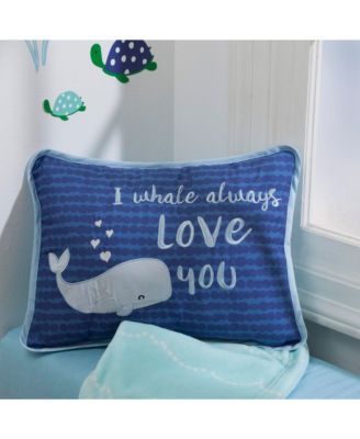 Oceania Blue I Whale Always Love You Nautical Ocean Theme Decorative Nursery Throw Pillow