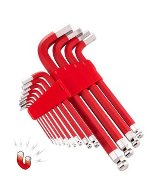 13 Piece SAE Long Arm Magnetic Hex Key Wrench Set Red