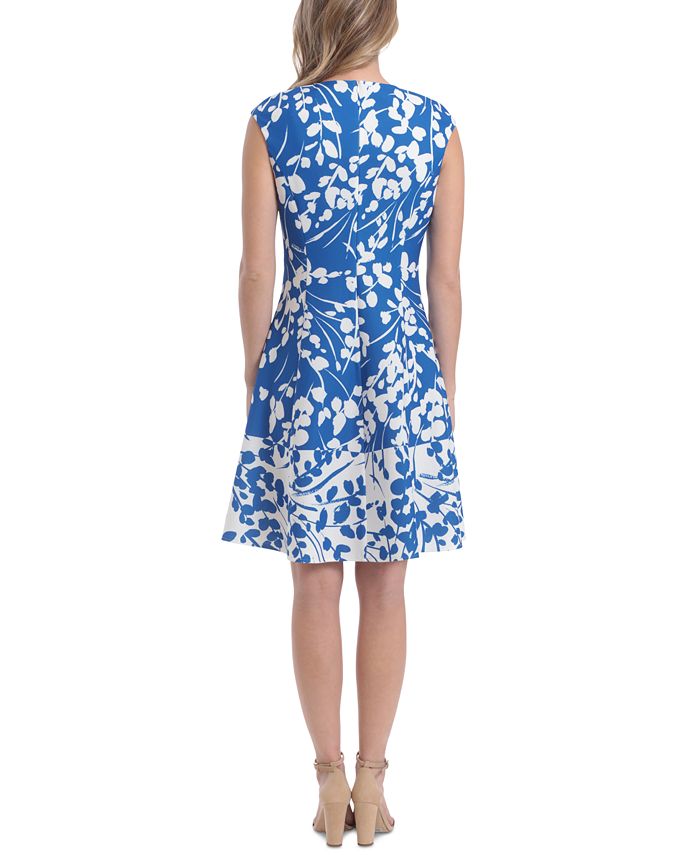 London Times Petite Printed Fit & Flare Dress - Macy's
