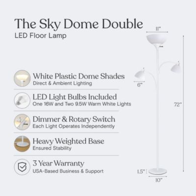 Sky Dome Double 72" LED Torchiere Floor Lamp with Adjustable Arms