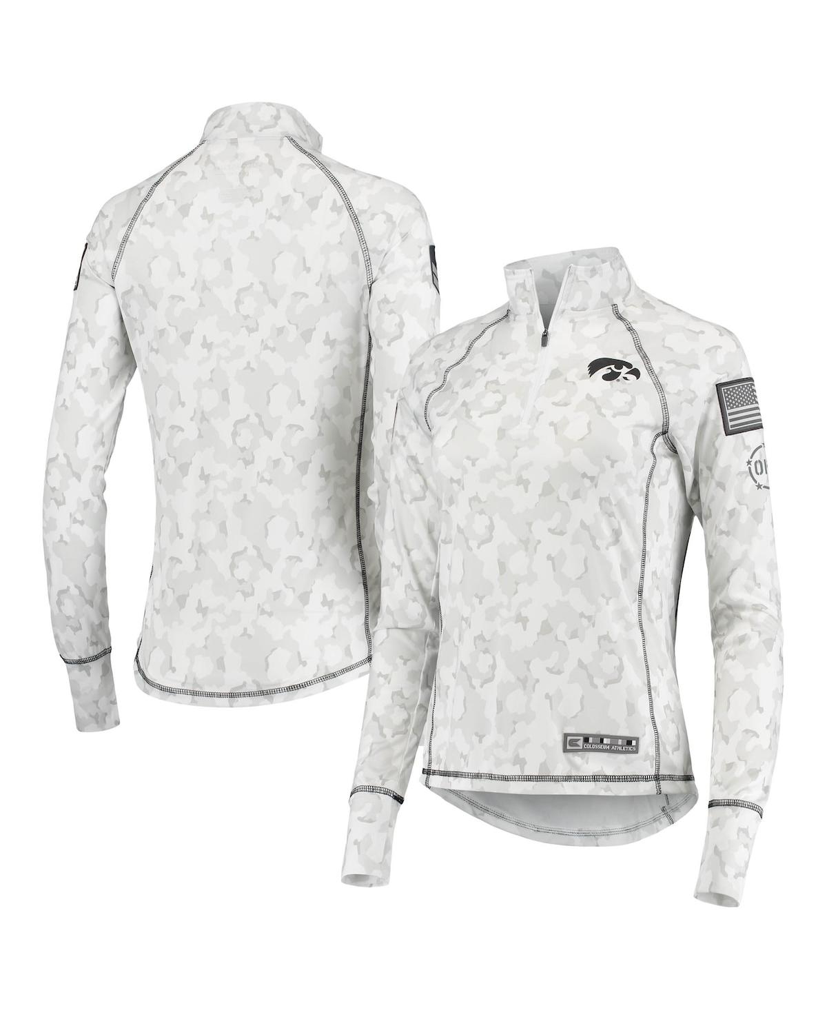 Colosseum Women's  White Iowa Hawkeyes Oht Military-inspired Appreciation Officer Arctic Camo 1/4-zip