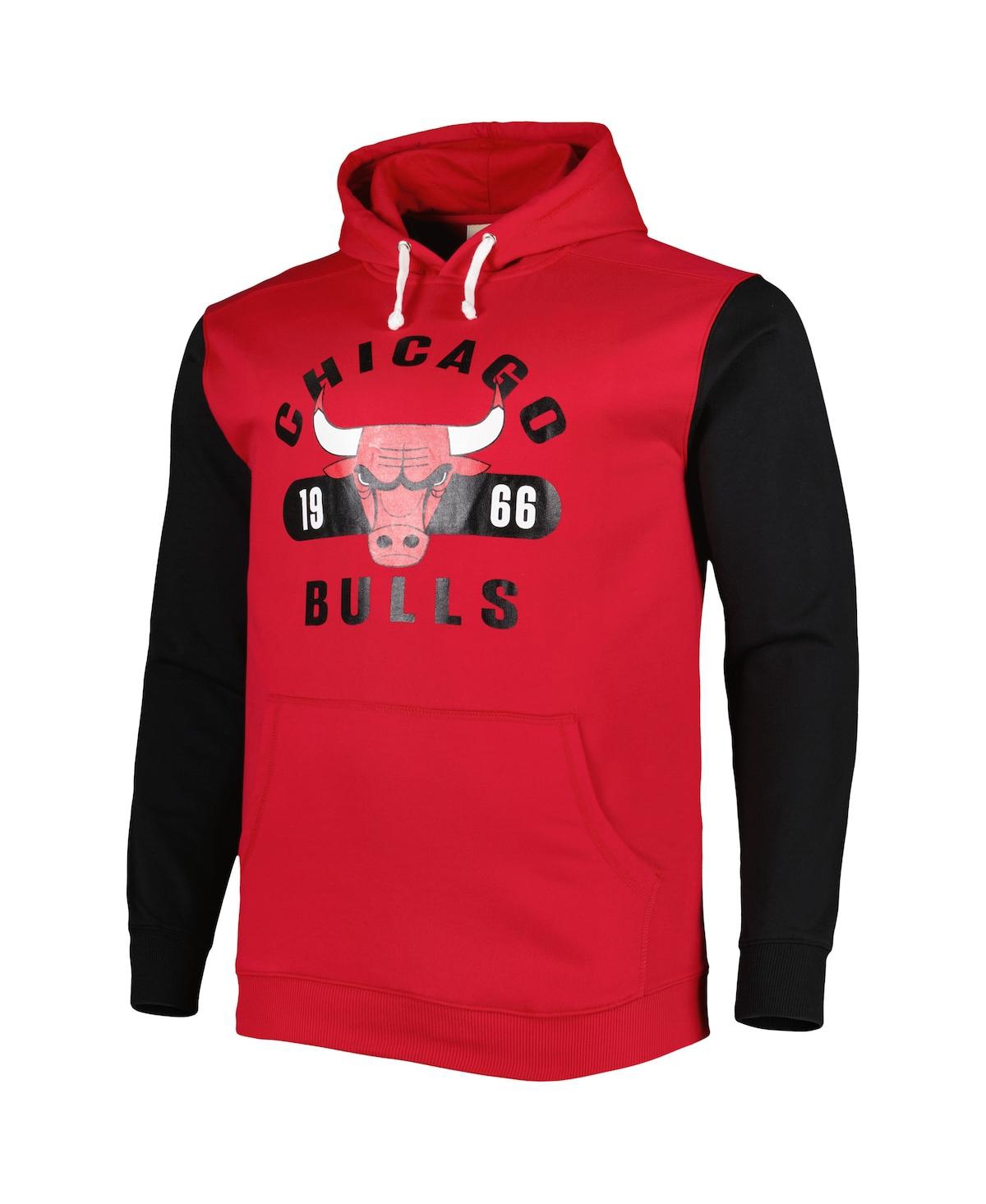 Fanatics Men's  Red, Black Chicago Bulls Big And Tall Bold Attack Pullover Hoodie In Red,black