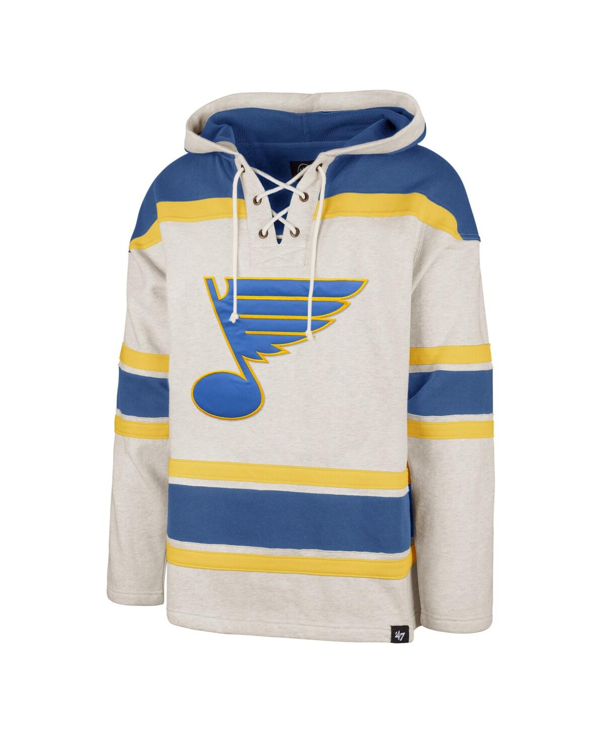 Men's '47 BrandSt. Louis Blues Rockaway Lace-Up Pullover Hoodie - Oatmeal