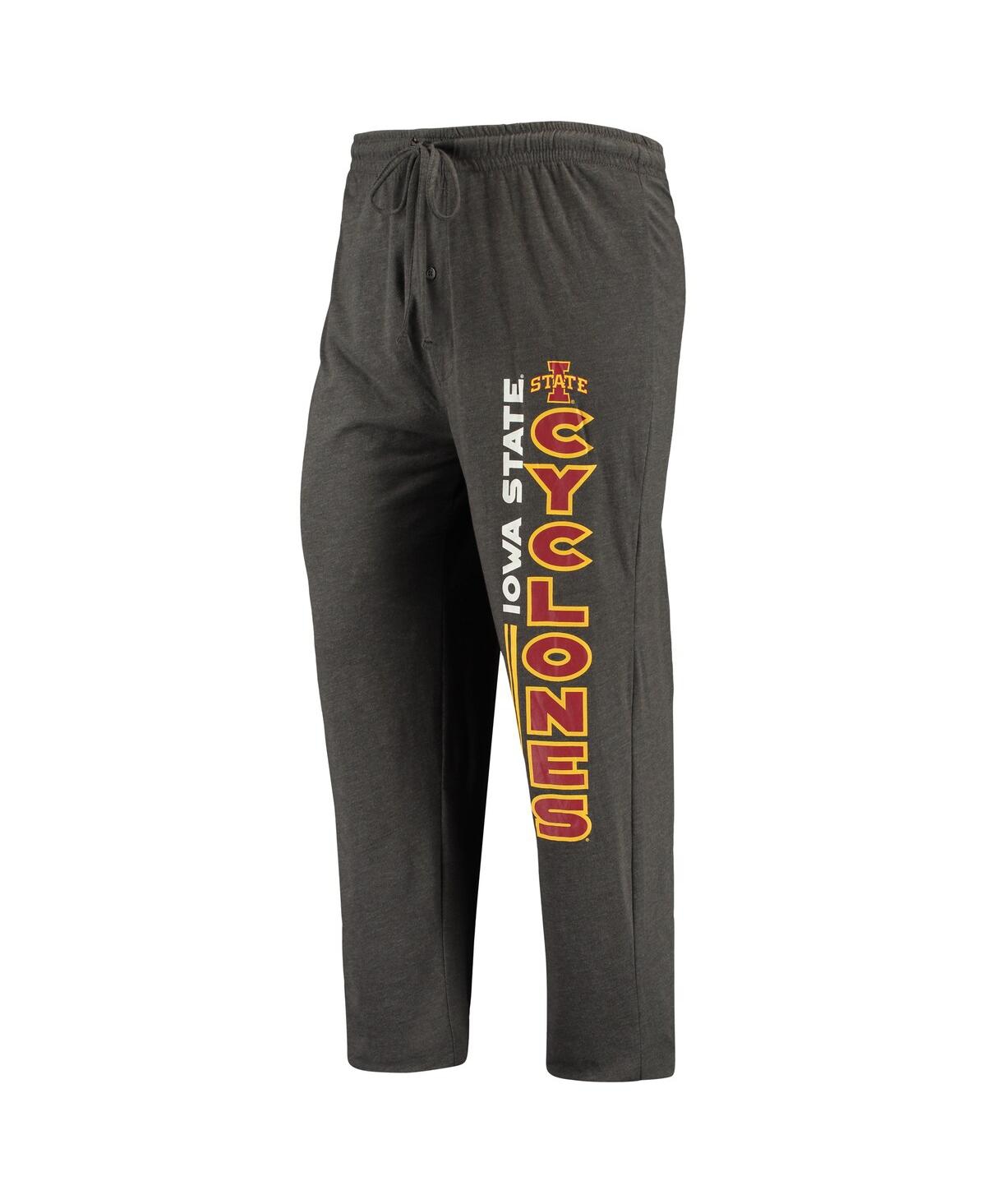 Concepts Sport Men's  Heathered Charcoal, Cardinal Iowa State Cyclones Meter T-shirt And Pants Sleep In Heathered Charcoal,cardinal