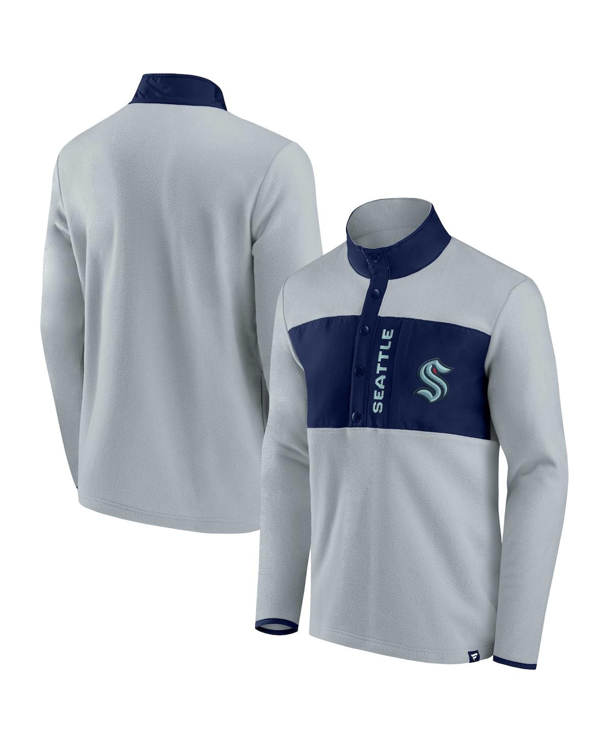 Men's Fanatics Deep Sea Blue Seattle Kraken Omni Polar Fleece Quarter-Snap Jacket - Deep Sea Blue