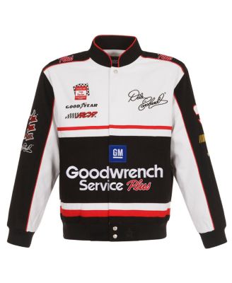 Men's White, Black Dale Earnhardt Goodwrench Twill Uniform Full-Snap Jacket