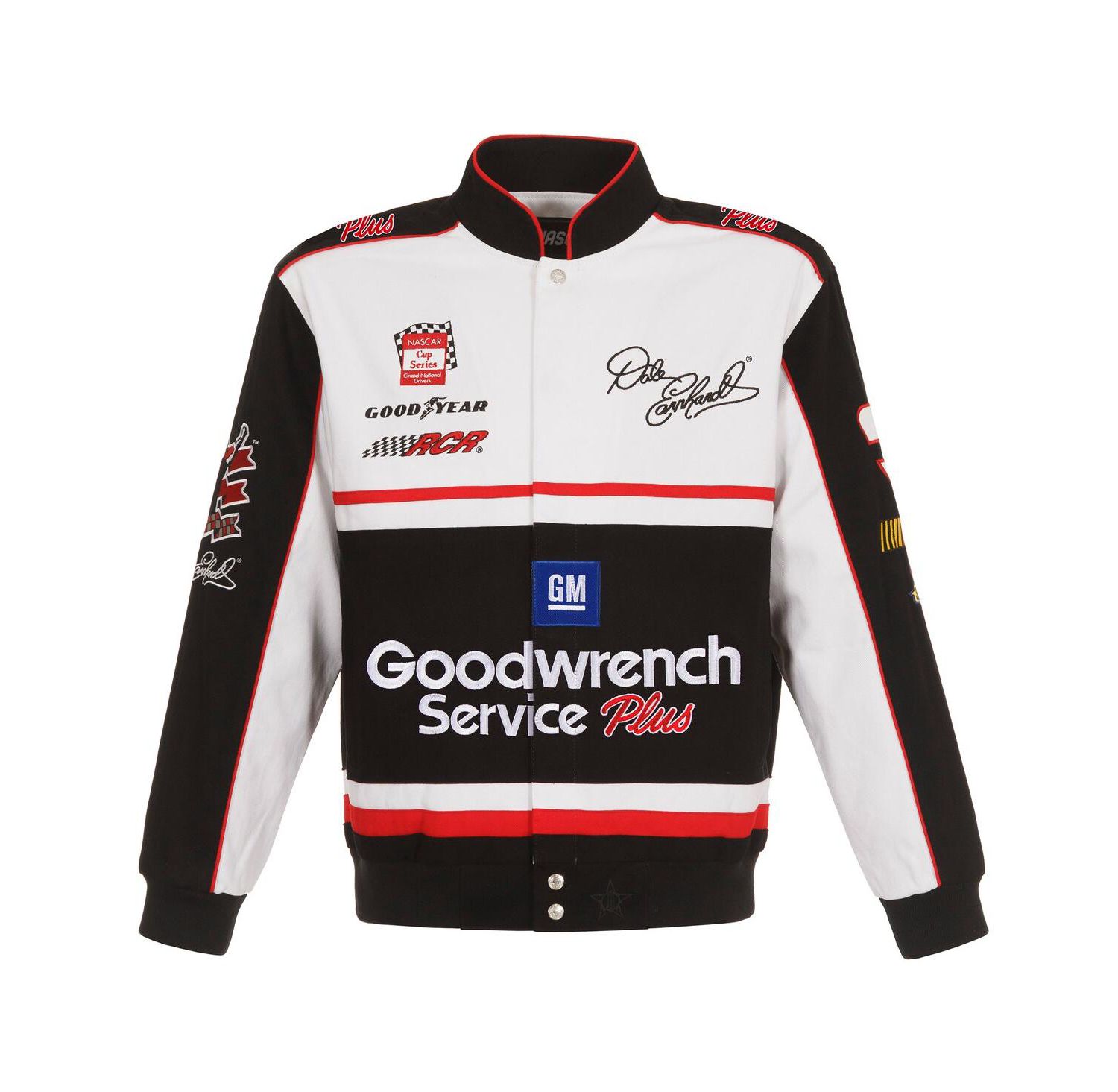 Men's White, Black Dale Earnhardt Goodwrench Twill Uniform Full-Snap Jacket
