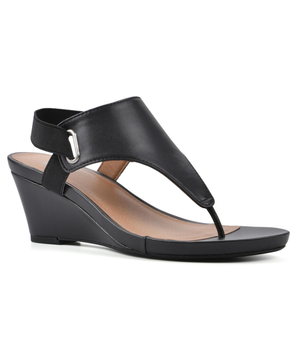 White Mountain Women's All Dres Wedge Sandals In Black,smooth