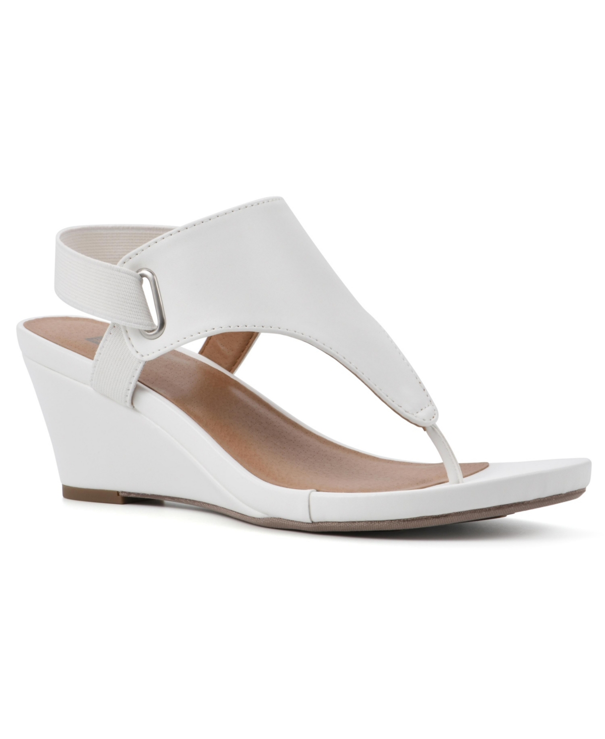 White Mountain Women's All Dres Wedge Sandals In White,smooth