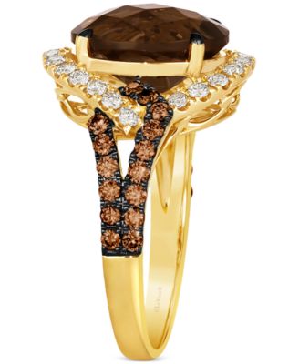 Chocolate Quartz (4-1/5 ct. t.w.) & Diamond (1-7/8 ct. t.w.) Swirl Ring in 14k Gold