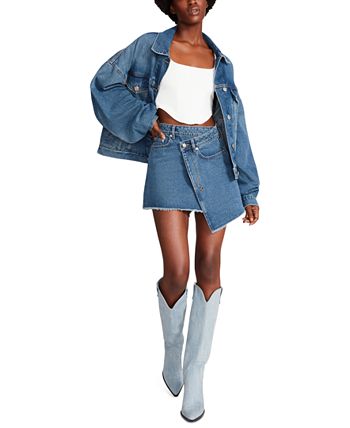 Steve Madden Women's Kyla Asymmetrical Denim Mini Skirt - Macy's