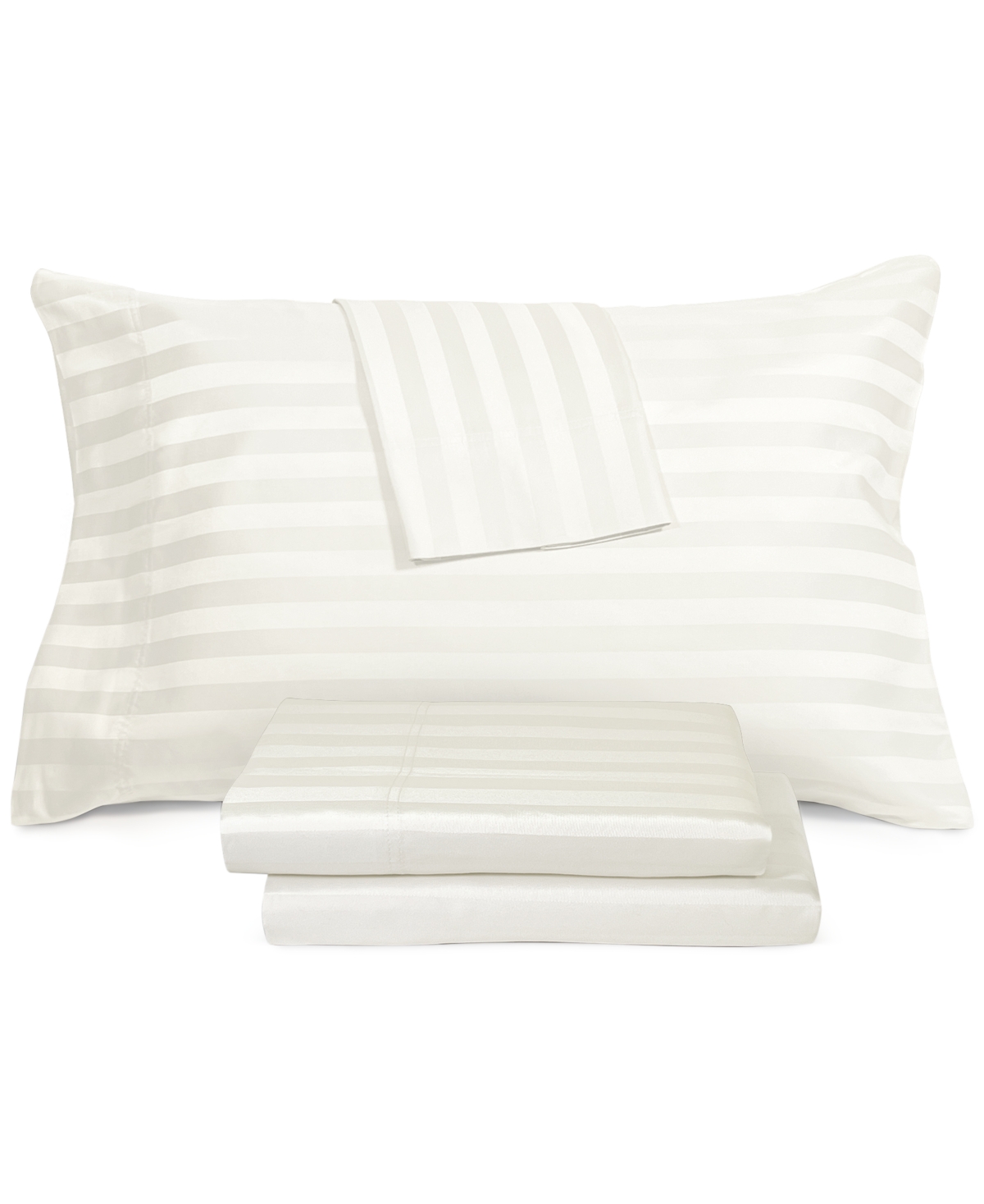 Aq Textiles Ultra Lux Wide Stripe 1000-thread Count 4-pc. King Sheet Set Bedding In Ivory