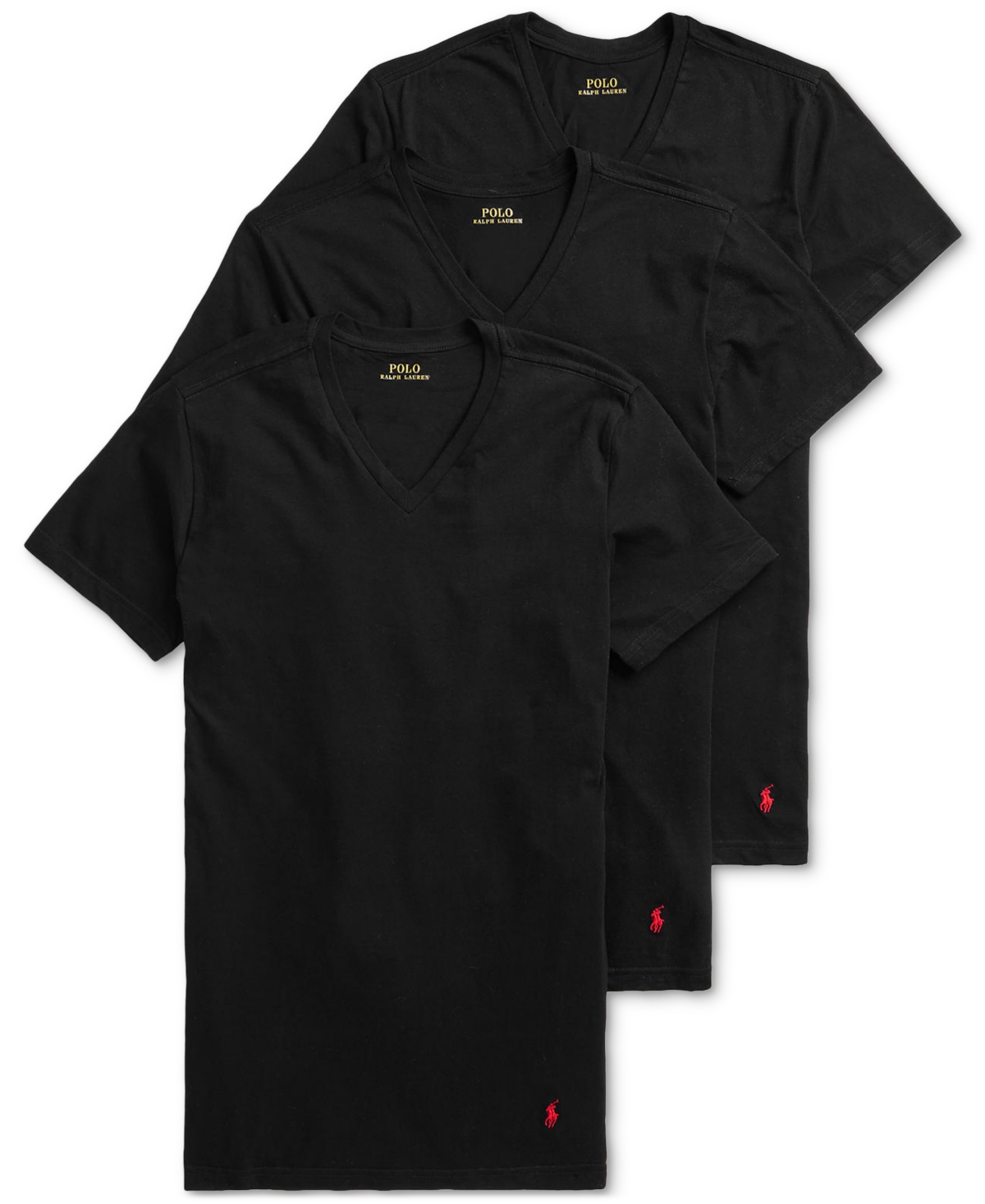 Polo Ralph Lauren Men's V-neck Classic Undershirt 3-pack In Polo Black