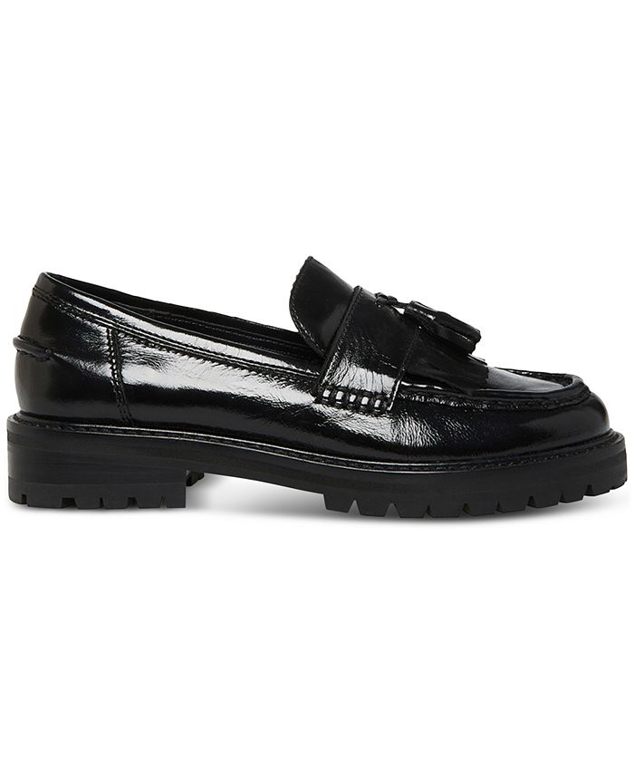 COLE HAAN Womens Navy Padded Moc-Toe Lug Sole Tasseled American Classics Round Toe Slip On Leather Loafers Shoes M main image 1
