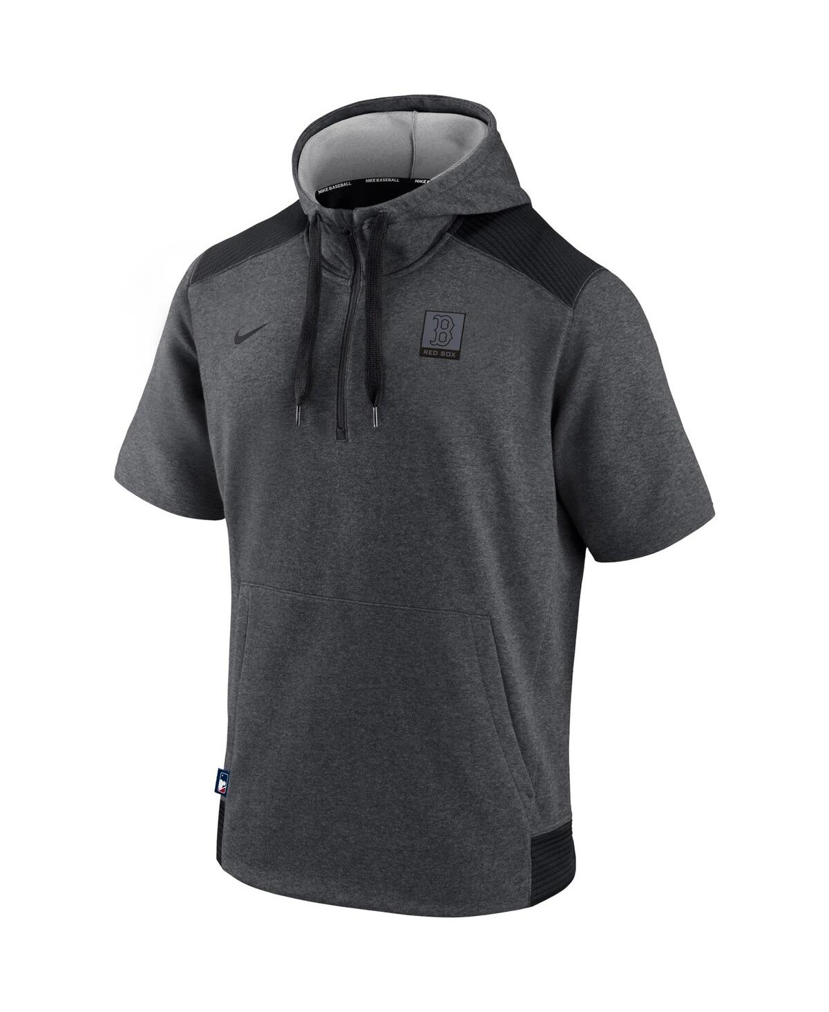 Men's Nike Black Boston Red Sox Authentic Collection Dry Flux Performance Quarter-Zip Short Sleeve Hoodie - Bl