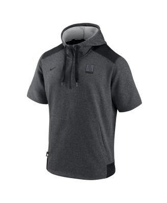 Men's Heathered Charcoal, Black Chicago White Sox Authentic Collection Dry Flux Performance Quarter-Zip Short Sleeve Hoodie