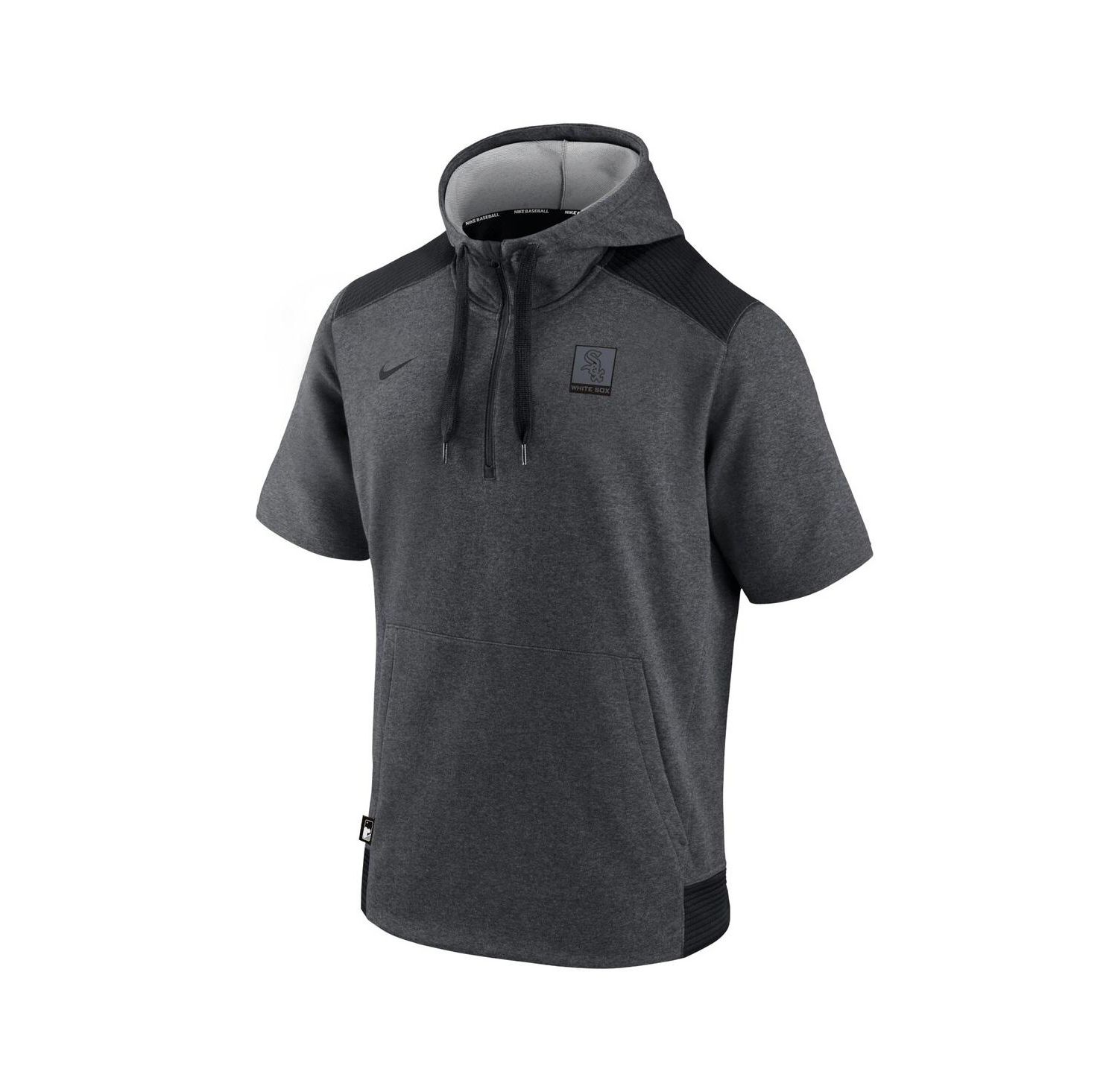 Men's Heathered Charcoal, Black Chicago White Sox Authentic Collection Dry Flux Performance Quarter-Zip Short Sleeve Hoodie