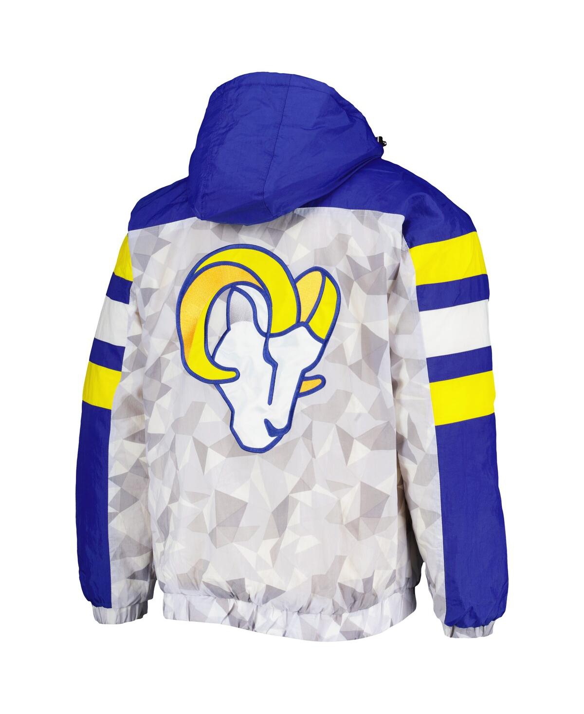 Starter Men's  White, Royal Los Angeles Rams Thursday Night Gridiron Raglan Half-zip Hooded Jacket In White,royal