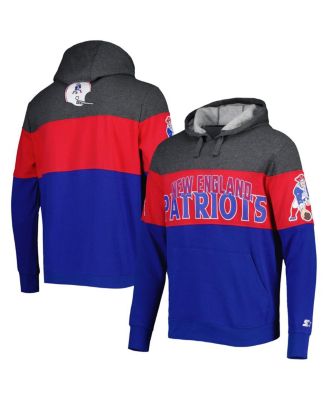 Men's Royal, Heather Charcoal New England Patriots Extreme Vintage-Like Logos Pullover Hoodie