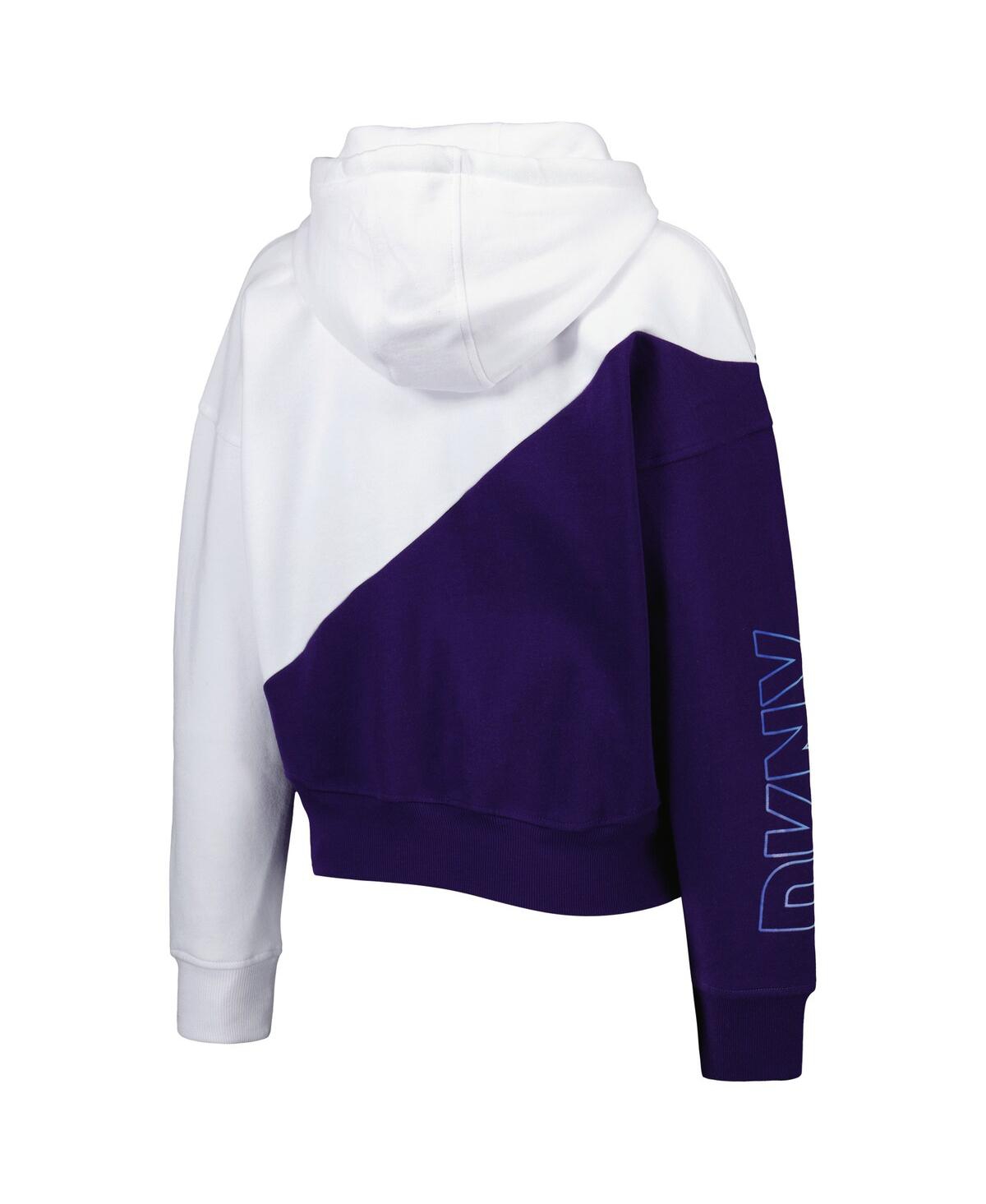 Shop Dkny Women's  Sport White, Purple Baltimore Ravens Bobbi Color Blocked Pullover Hoodie In White,purple