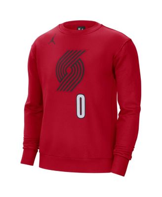 Men's Damian Lillard Red Portland Trail Blazers Statement Name and Number Pullover Sweatshirt