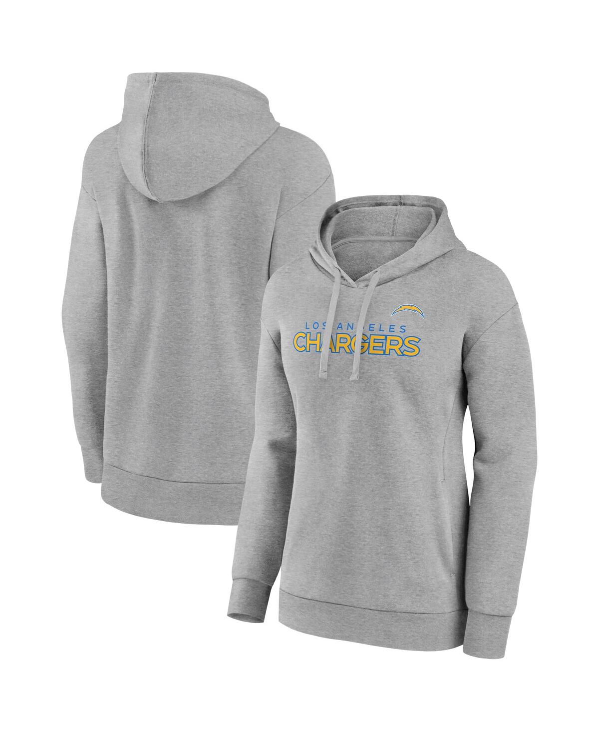 Fanatics Branded Heathered Gray Los Angeles Chargers Checklist Crossover V-neck Pullover Hoodie In Heather Gray