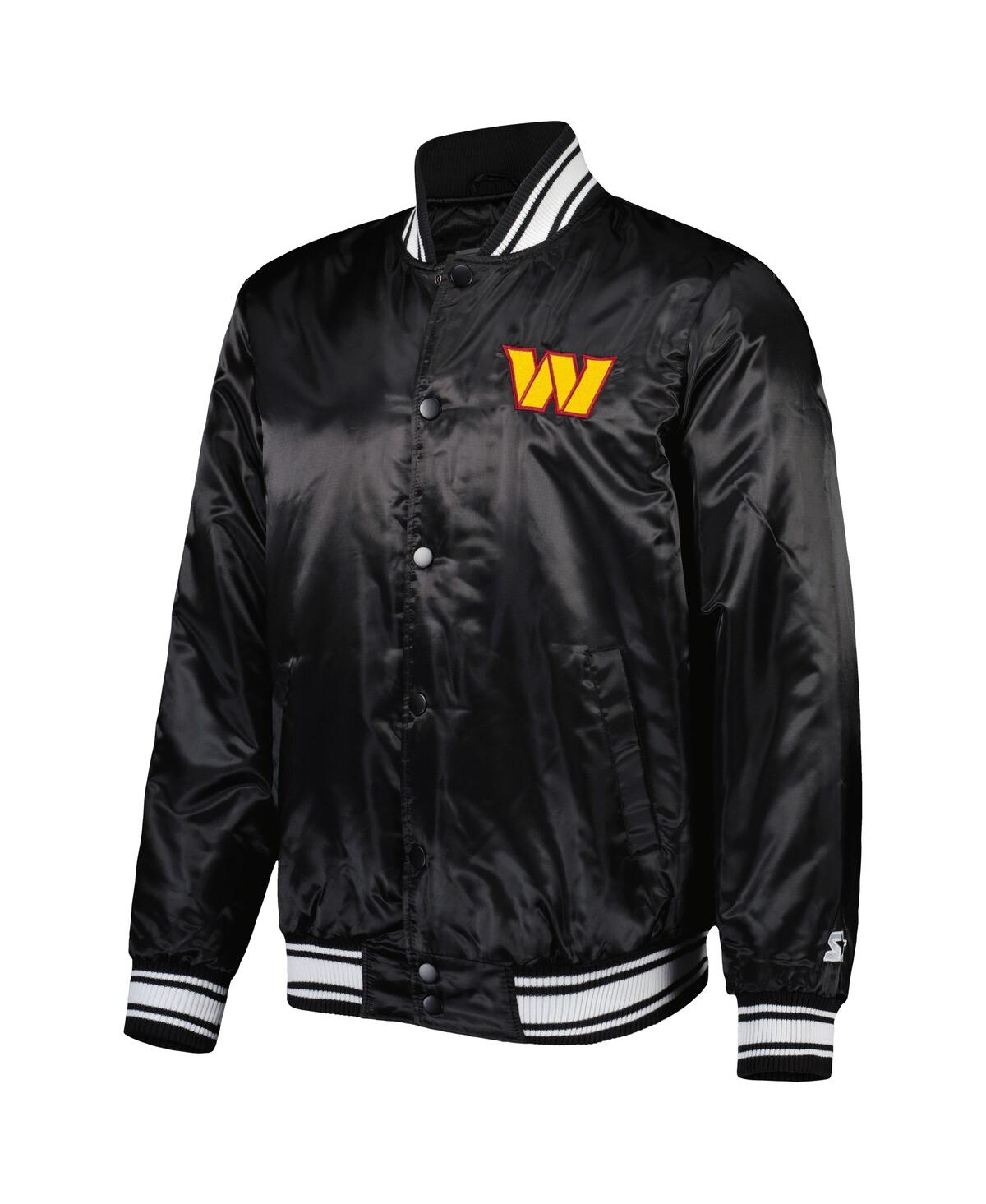 Starter Black Washington Commanders Locker Room Satin Varsity Full-snap Jacket In Black