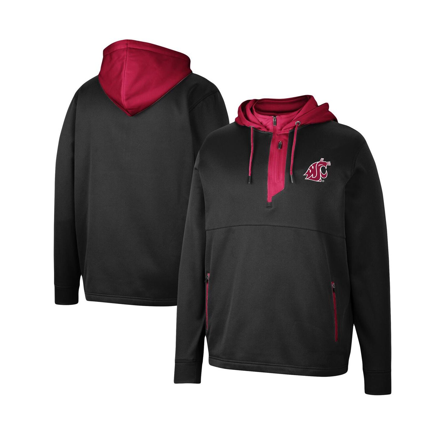 Men's Black Washington State Cougars Luge 3.0 Quarter-Zip Hoodie