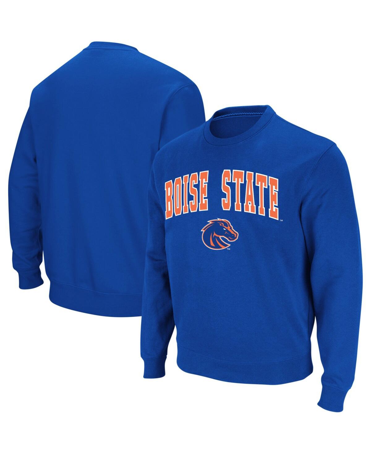 Colosseum Men's Boise State Broncos Arch And Logo Tackle Twill Pullover Sweatshirt In Royal