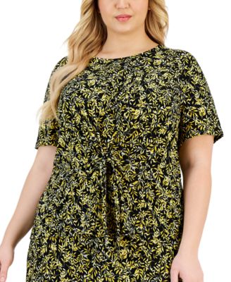 Kasper - Plus Size Short-Sleeve Knit Tie-Front Top