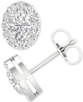 Diamond Oval Halo Stud Earrings (3/4 ct. t.w.) in 14k White Gold