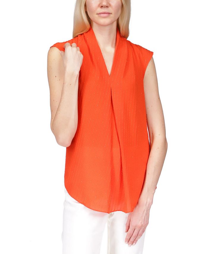Michael Kors Women s Pinstripe Crepe Pleated Top Macy s