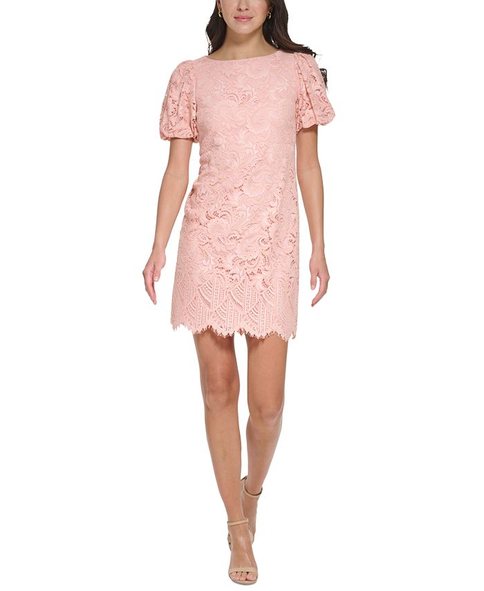 Jessica Howard Petite Lace Puff Sleeve Scalloped Hem Dress Macy s