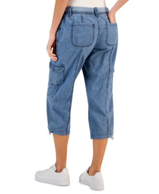 Petite Mid-Rise Cargo Capri Pants, Exclusively at Macy's