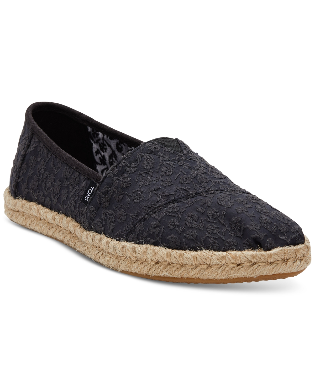 Toms Alrope Alpargata Slip-on In Black Posy Lace