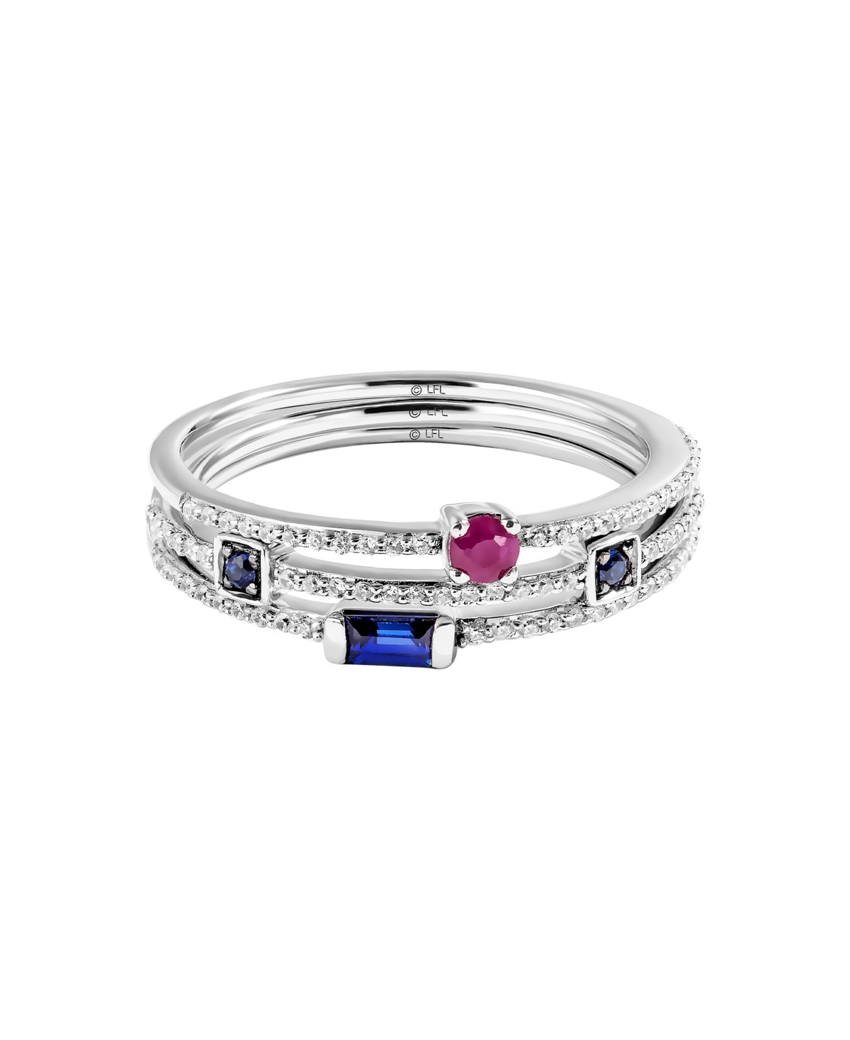 Star Wars R2 Series Diamond (1/5 Ct. T.w.) Garnet And Blue Sapphire Stackable Ring In Sterling Silver