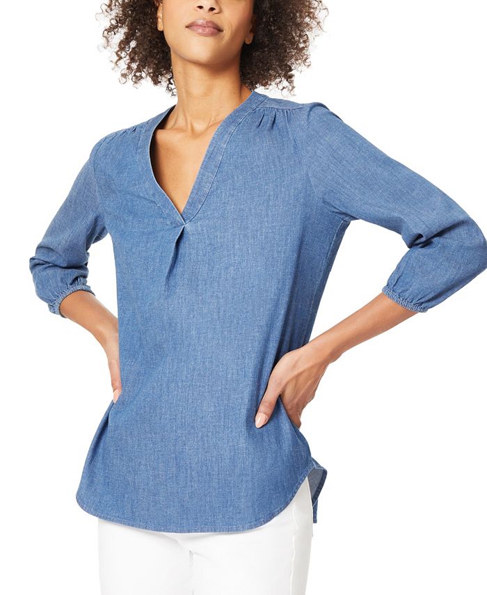 【LE ZANS BRAND COLLECTION】Silk Sleeveless V-Neck Pleat Front Blouse [T0274]