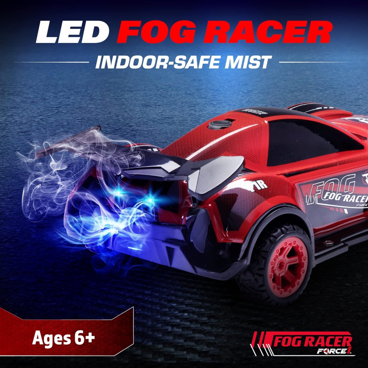 Force1 Fog Racer Remote Control Car For Kids - Red and Blue - Red and Blue