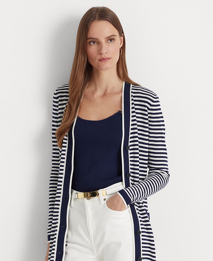 Lauren Ralph Lauren Women's Striped SilkBlend Long Cardigan Macy's