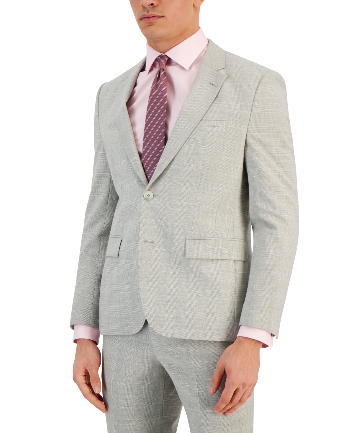 Shop Hugo By  Boss Men's Modern-fit Check-print Superflex Suit Jacket In Grey