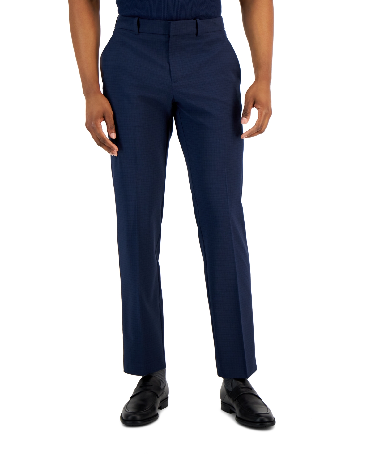 Perry Ellis Portfolio Men's Modern-fit Stretch Resolution Dress Pants In Navy