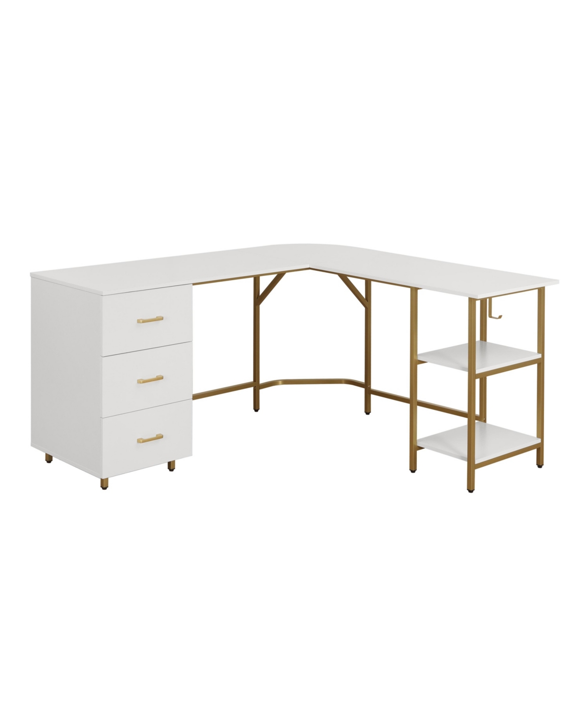 Shop Techni Mobili Wood L-shape Home Office With Storage Two-tone Desk In Gold