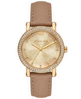 NWT MICHAEL KORS Three-Hand Chambray Leather Watch shops MK2956