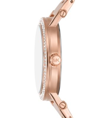 （美品）Michael Kors MK3831 Rose Gold ステンレス Michael Kors Parker Chronograph Crystals Pearl Rose Gold