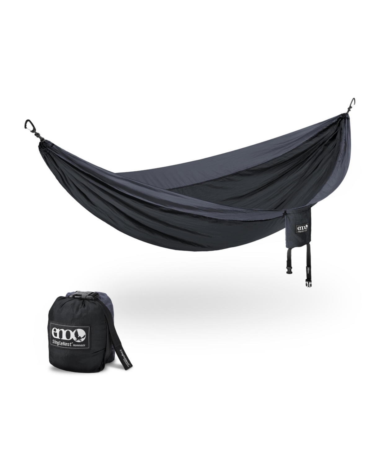 SingleNest Hammock - Lightweight, 1 Person Portable Hammock - For Camping, Hiking, Backpacking, Travel, a Festival, or the Beach - Black/Charcoal
