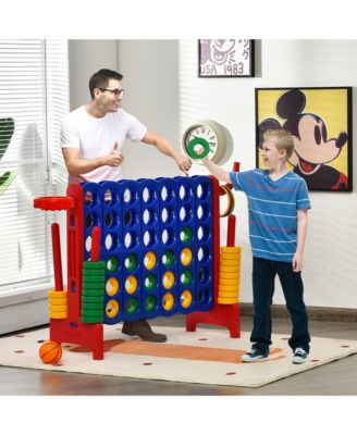 4-in-A Row Giant Game Set w/Basketball Hoop for Family