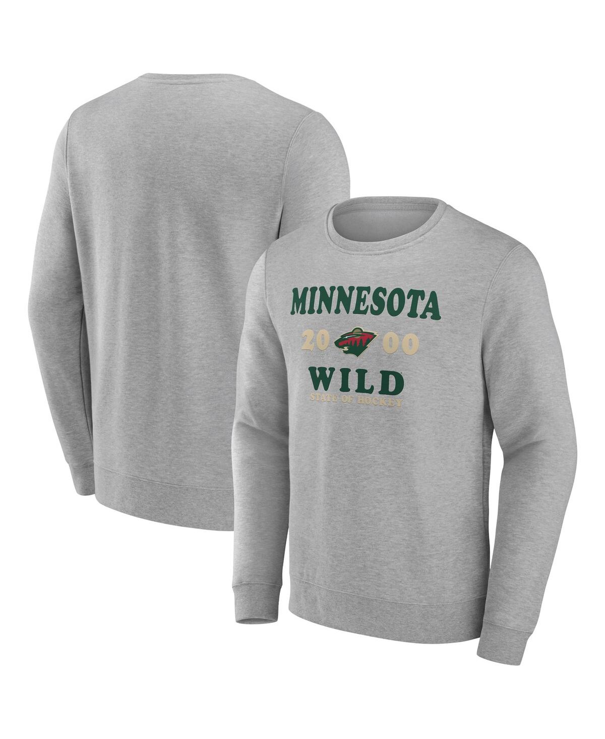 Shop Fanatics Men's  Heather Charcoal Minnesota Wild Fierce Competitor Pullover Sweatshirt